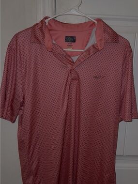 Greg Norman Collection Coral Pink Micro-Pattern Performance Polo